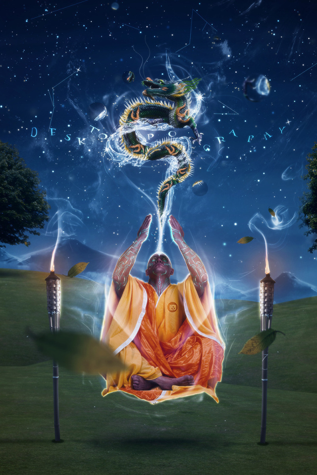 Монах на медитации