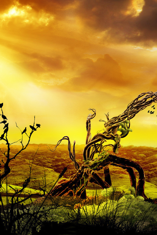 Дерево и птицы