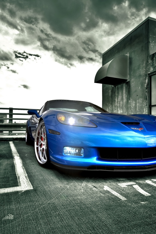 голубой Chevrolet-Corvette-Z06