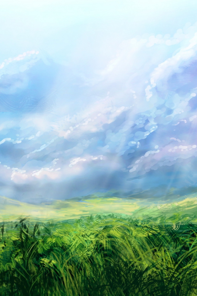 Голубое небо над лугами