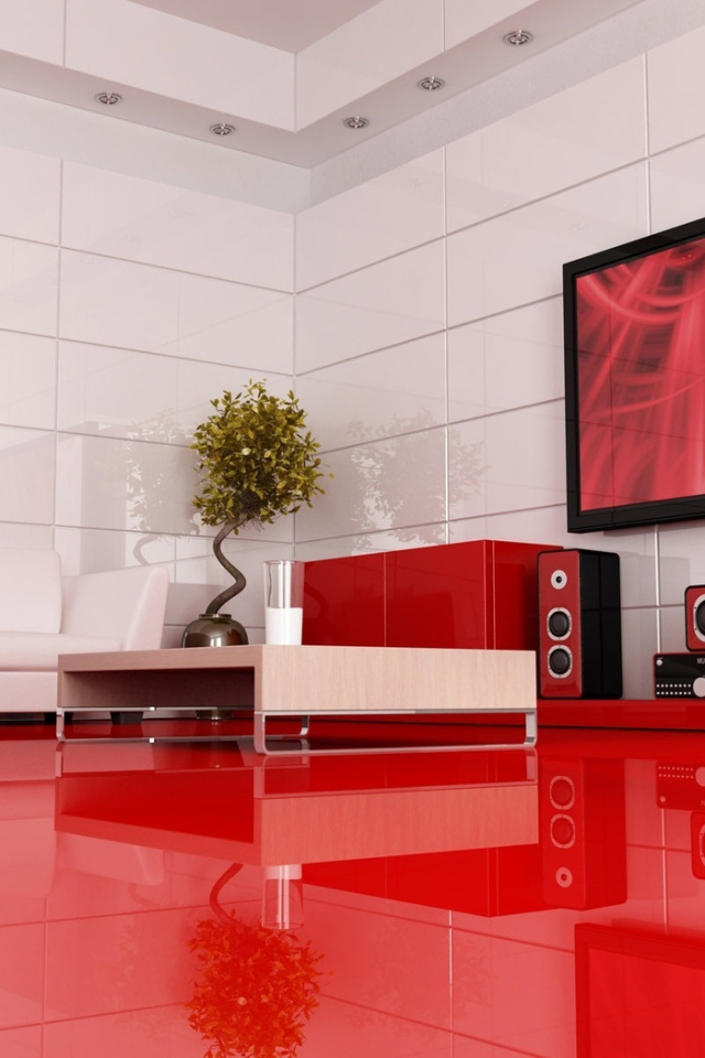 Комната в красно-белых тонах