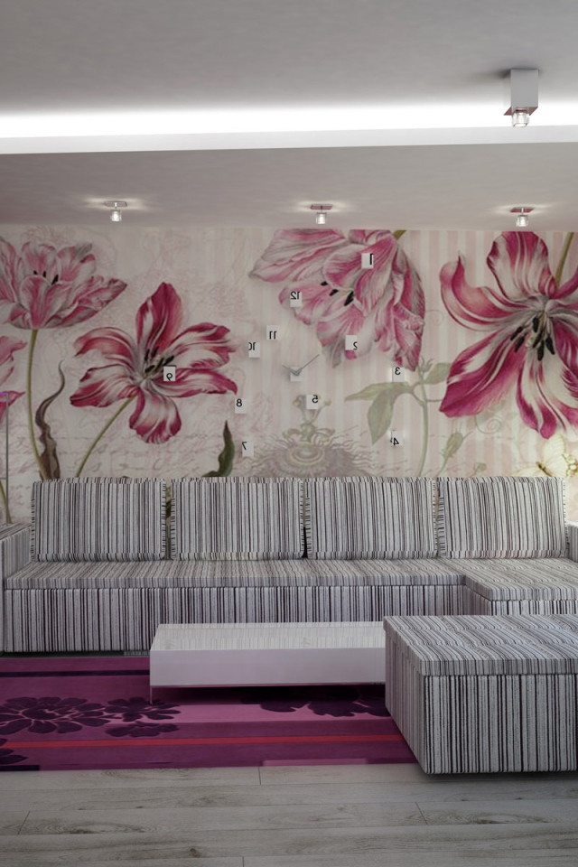 Интерьер комнаты в цветах