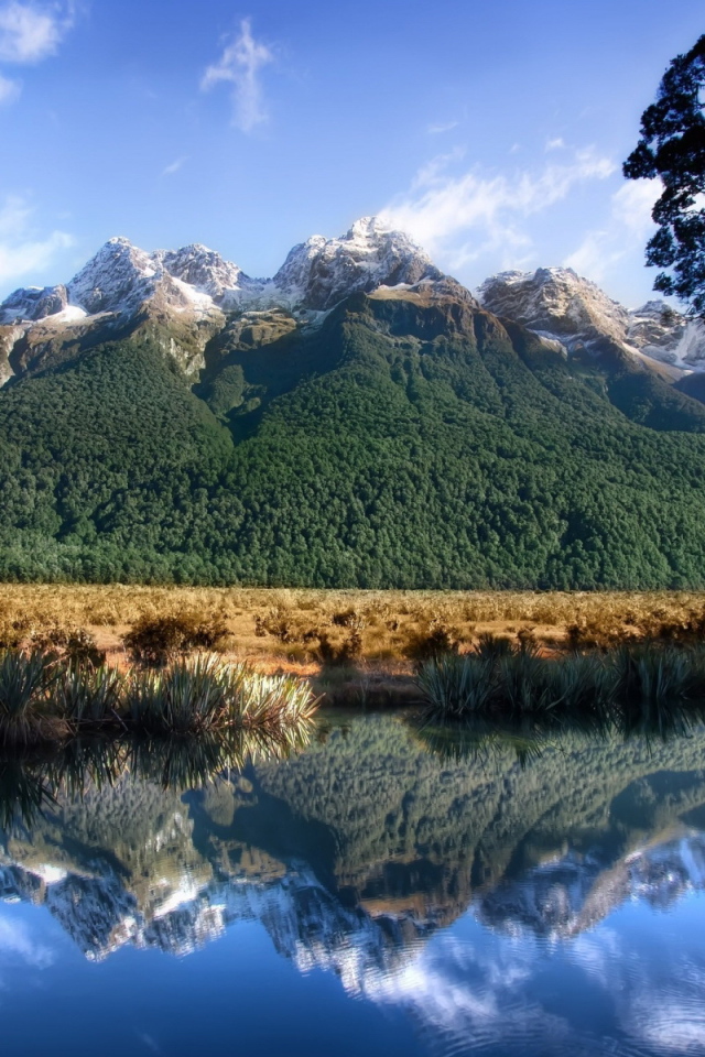 Горы и пруд