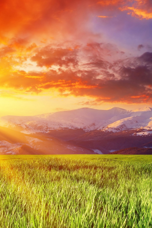 Заснеженные горы на горизонте