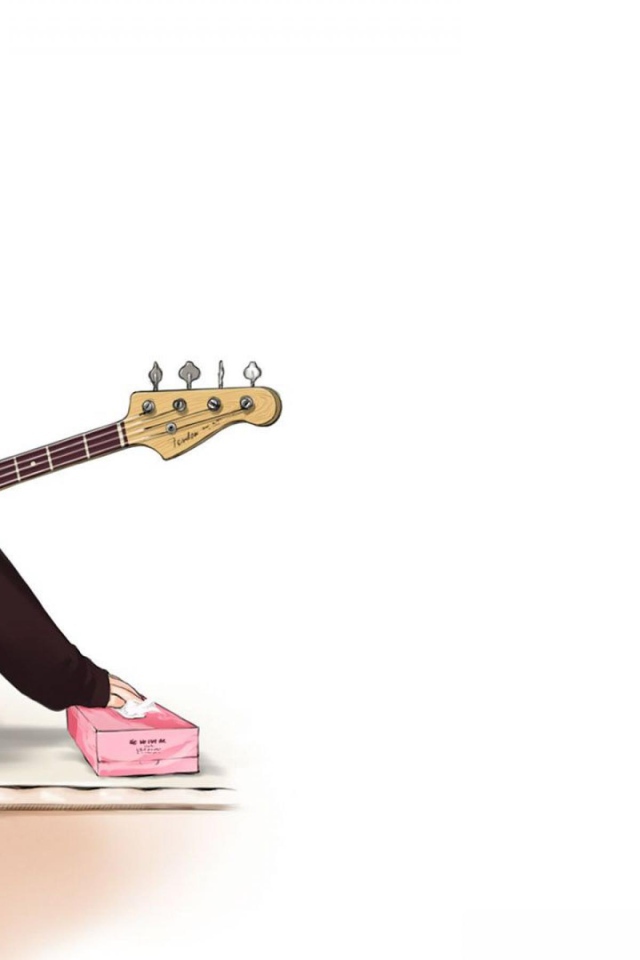 Девочка в наушниках и гитарой