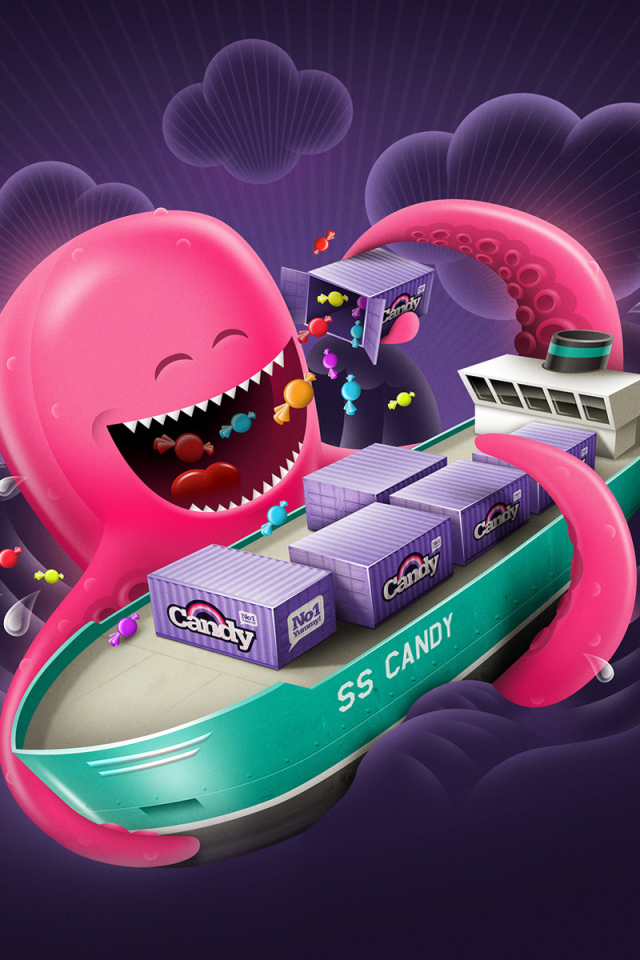 Осьминог с конфетами