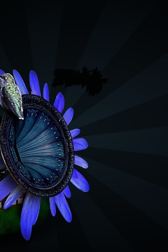 Птица на цветке