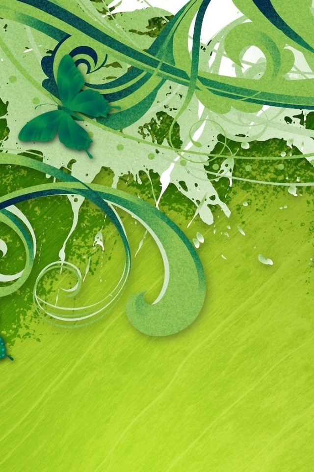 Бабочки на зеленом фоне