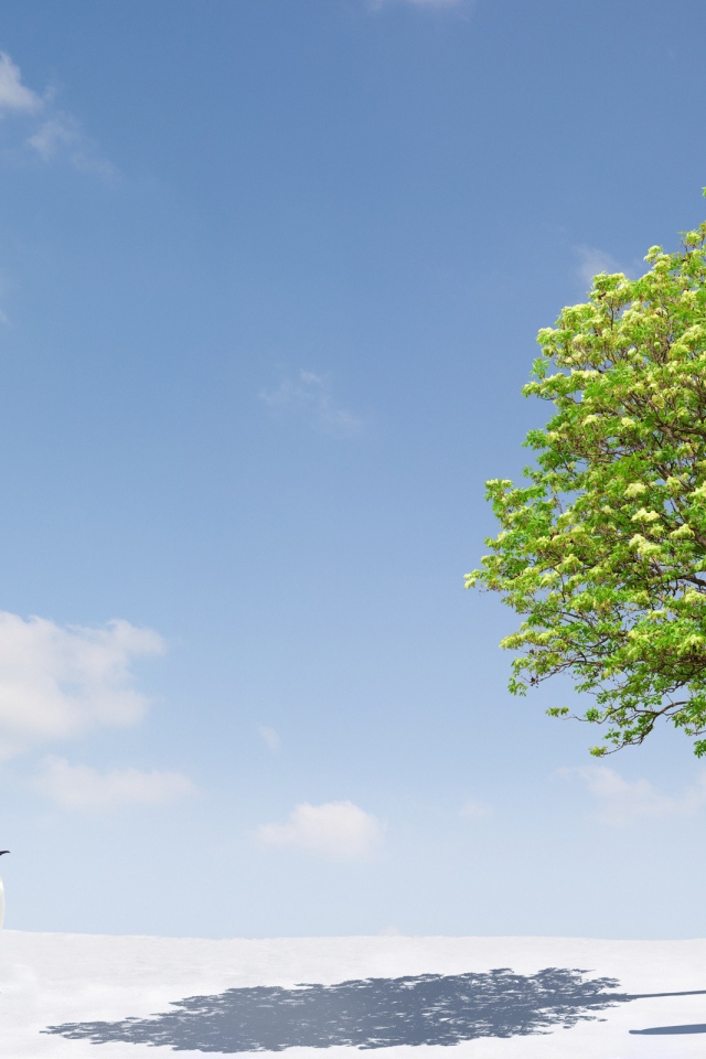 Пингвины и дерево