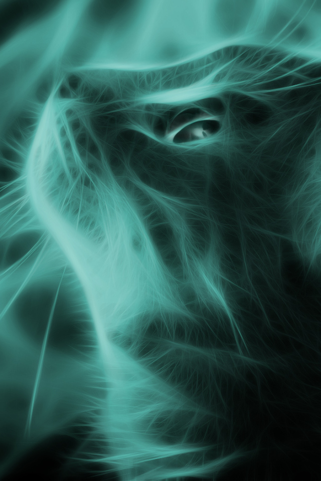 Кошка в зеленом тоне