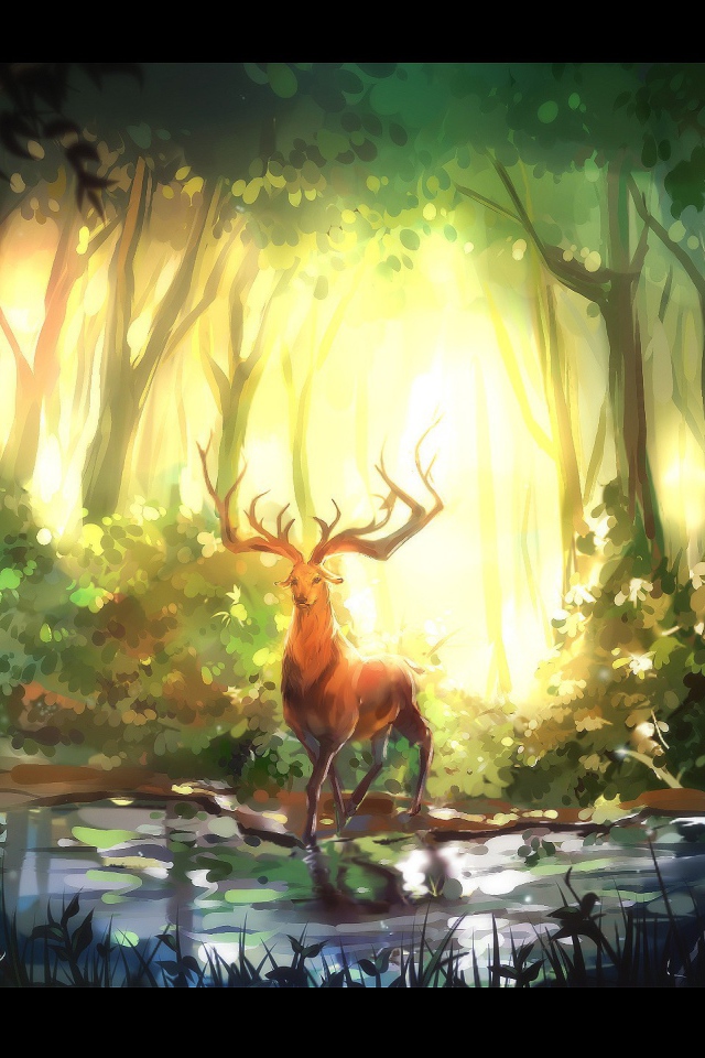 Олень на фоне солнечного света