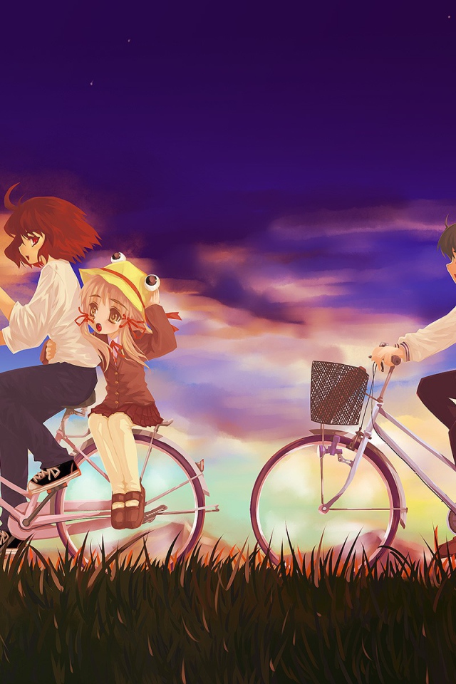 Девочки едут на велосипедах