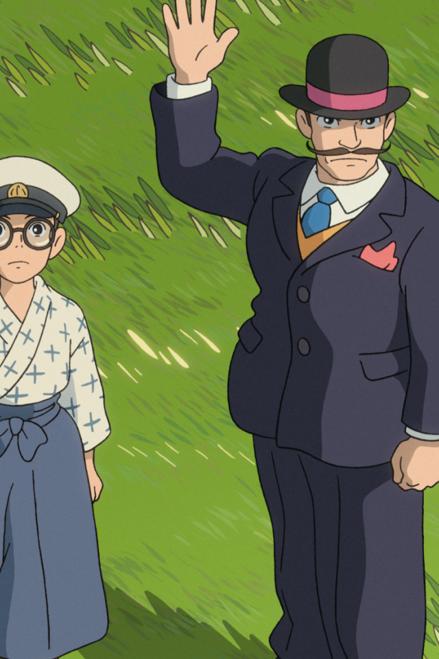 Аниме мультфильм Миядзаки, герои на траве