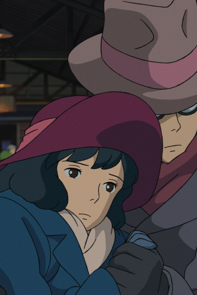 The wind rises аниме мультфильм Миядзаки, персонажи обнимаются