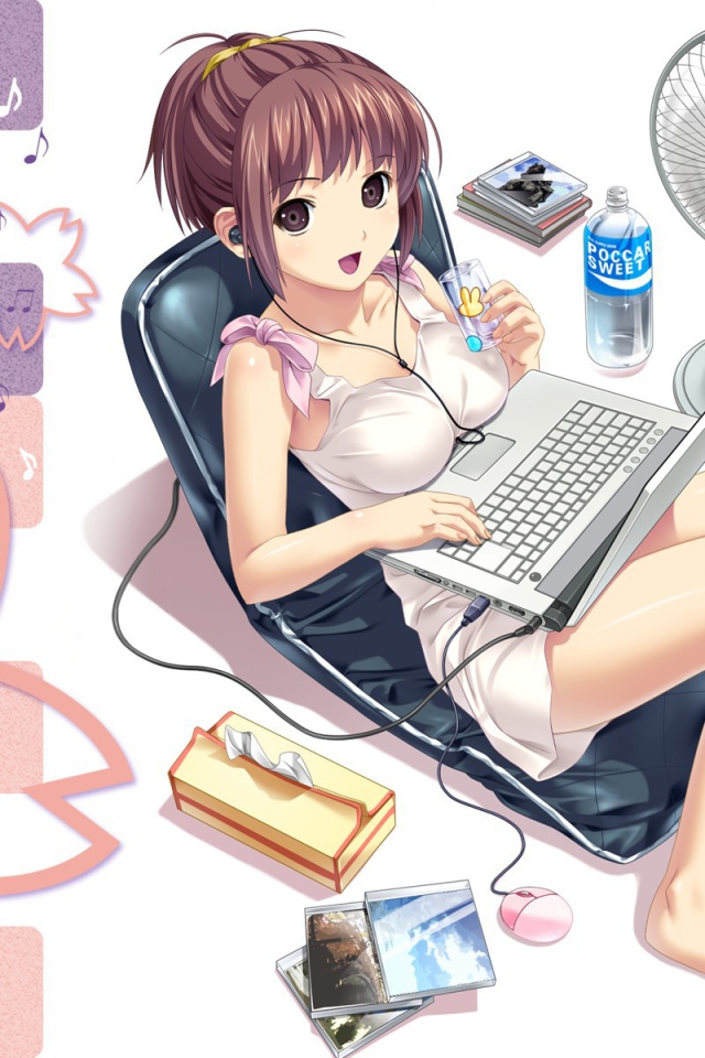 Аниме девочка с компьютером
