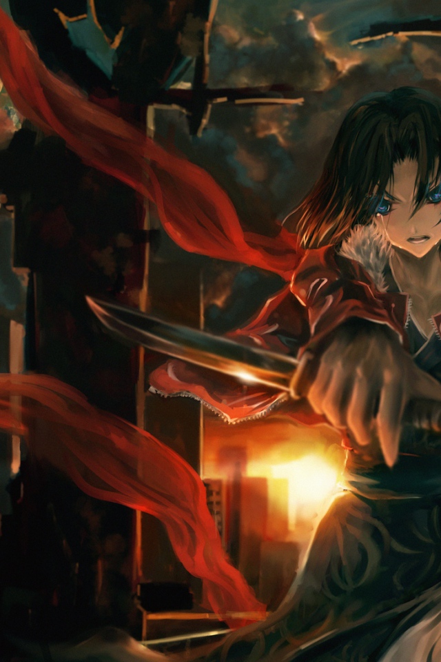 Рисунок девушки с кинжалом