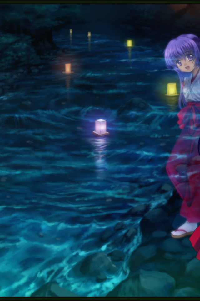 Фонарики плывут по реке