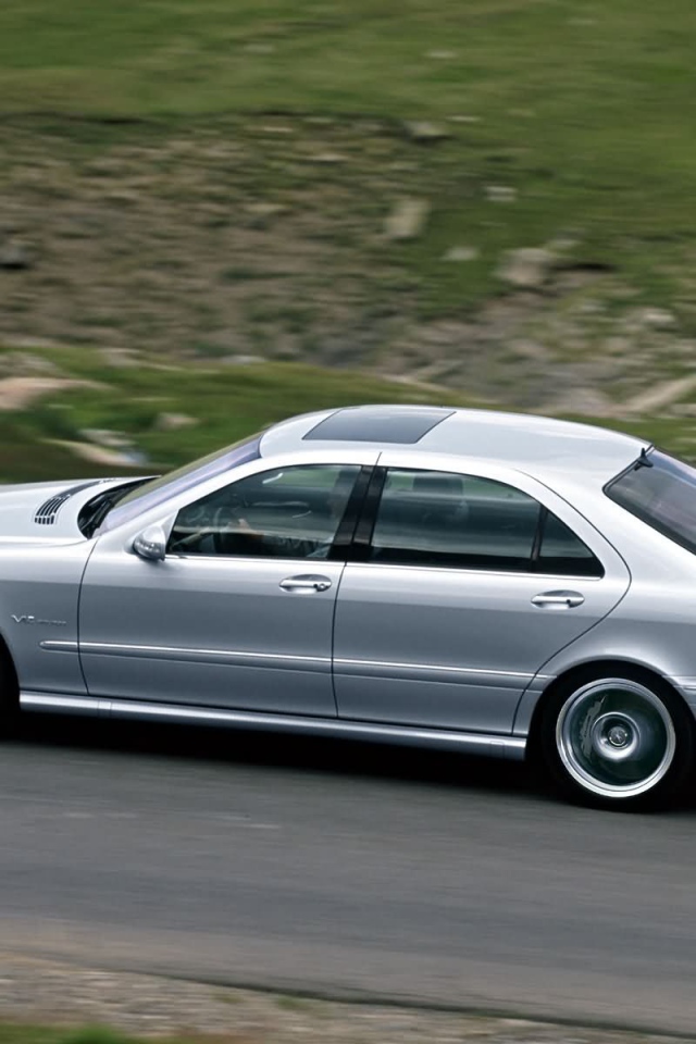 Серый Mercedes-Benz S65 AMG на дороге