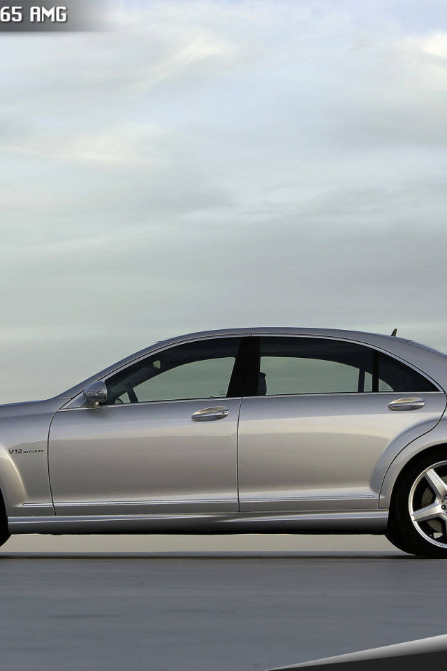 Серебряный Mercedes-Benz S65 AMG со стороны
