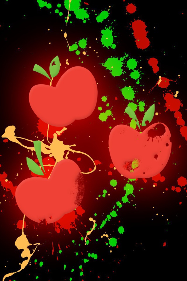 Три яблока на черном фоне