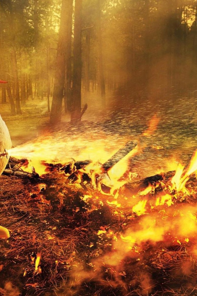 Снеговик тушит пожар