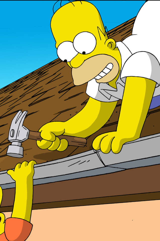 Симпсоны Гомер играет с молотком