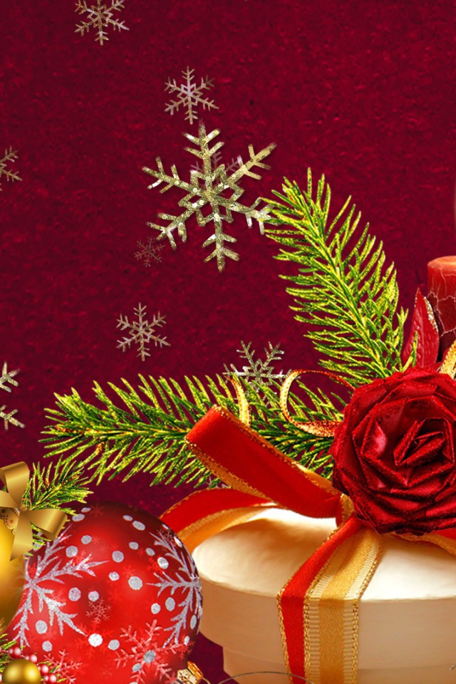 Красивая картинка в красных цветах на рождество