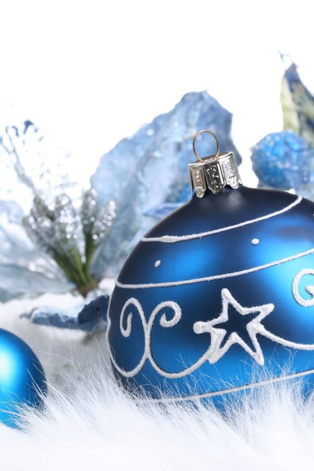Голубые украшения на рождество
