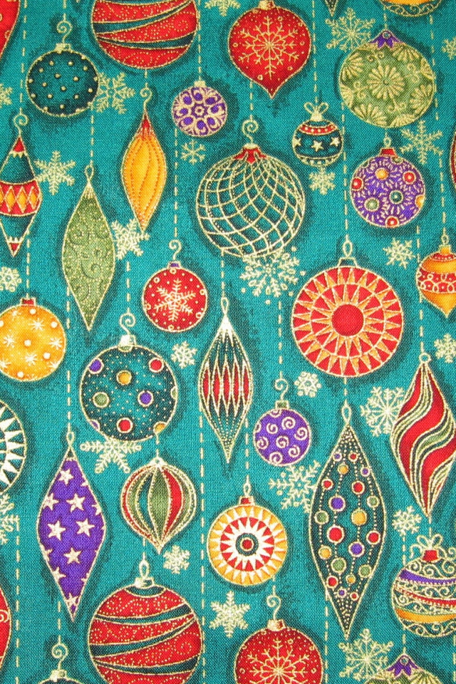 Ткань с рисунком ёлочных игрушек на рождество