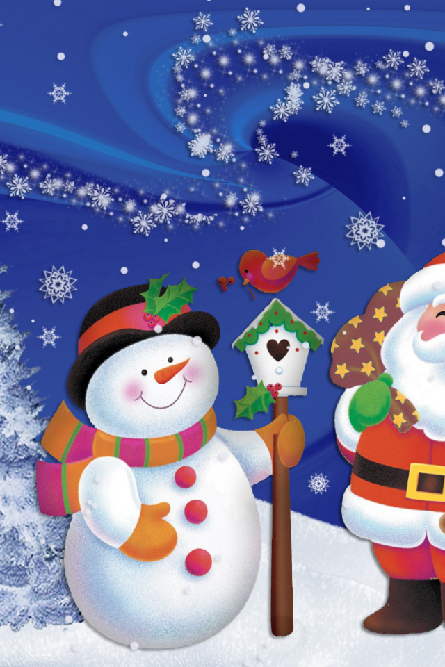 Смешные Дед Мороз и снеговик на рождество