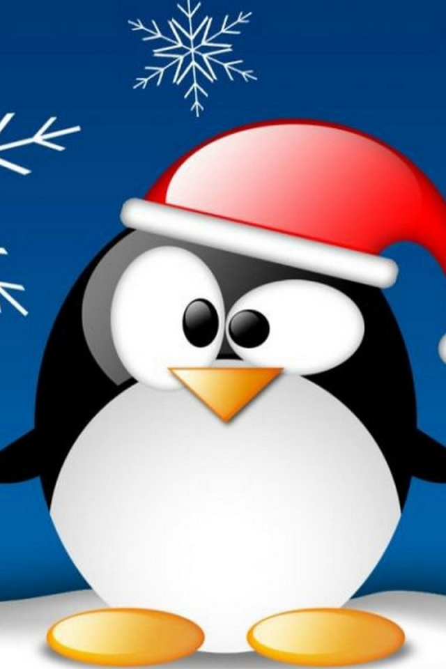 Смешной пингвин на рождество