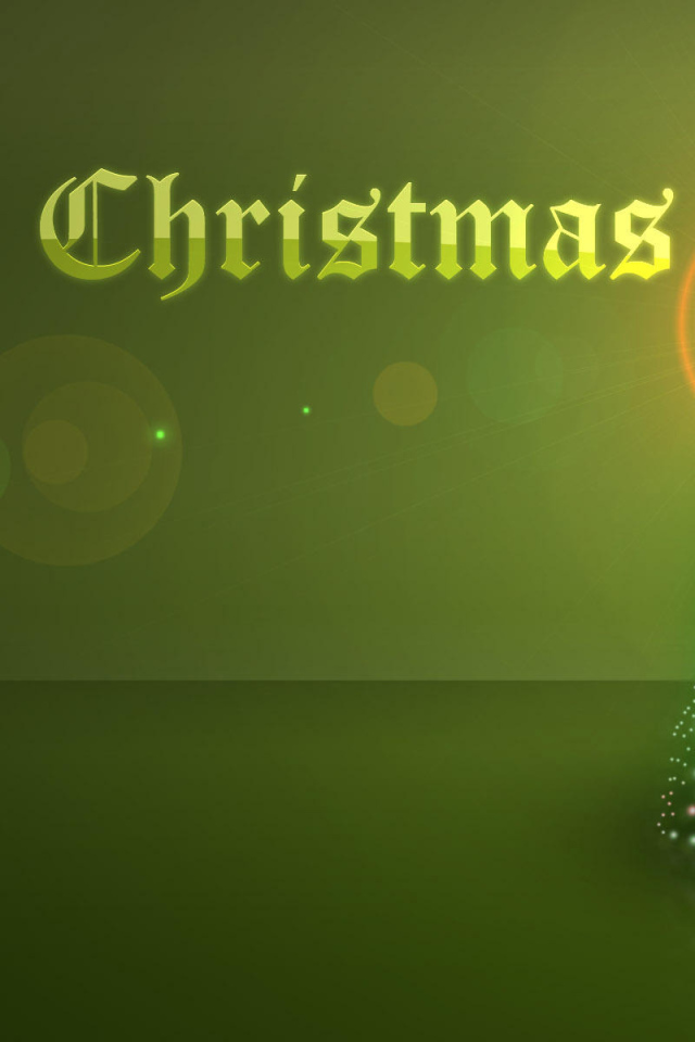 Зелёная картинка с мерцающей ёлкой на рождество