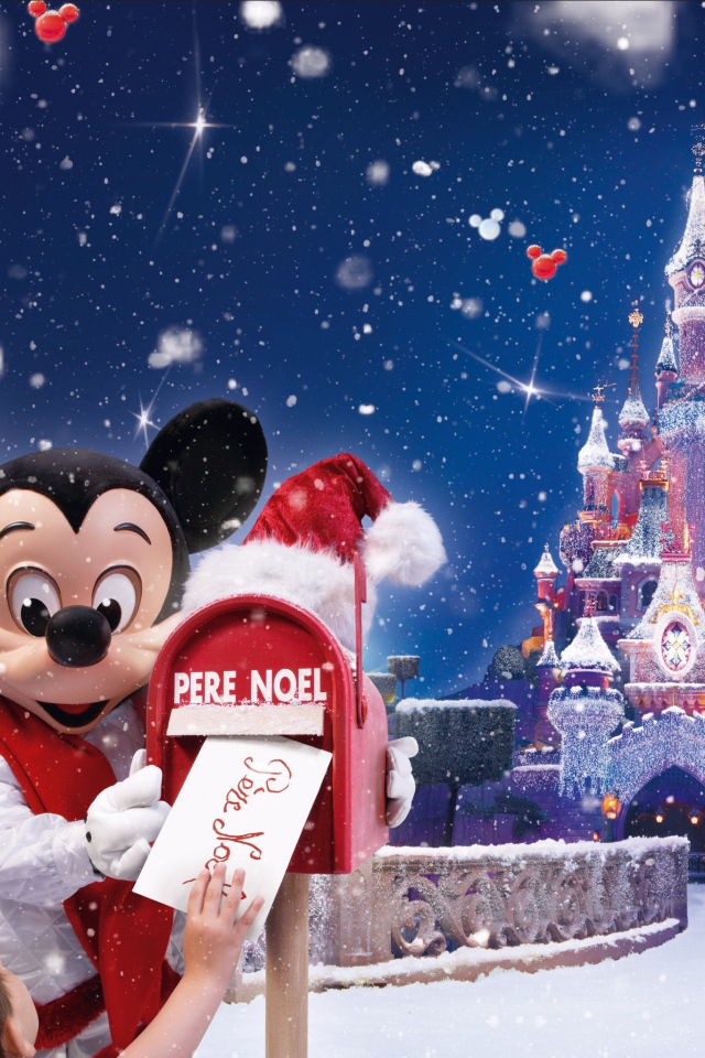 Mickey Mouse in Disneyland on Christmas