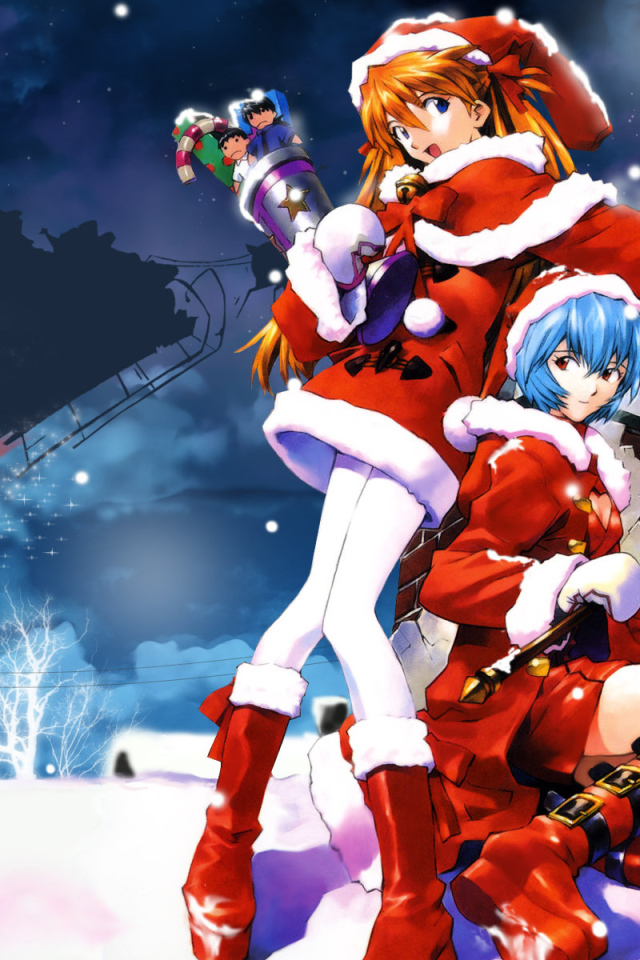 Картинка в стиле аниме на рождество