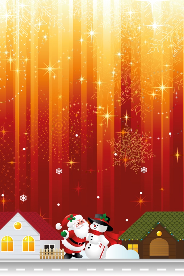 Дед Мороз и снеговик обнимаются на рождество