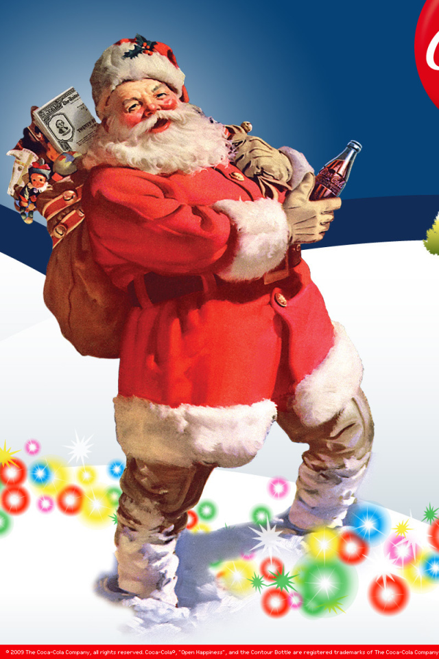 Дед Мороз с Кока-Колой на рождество