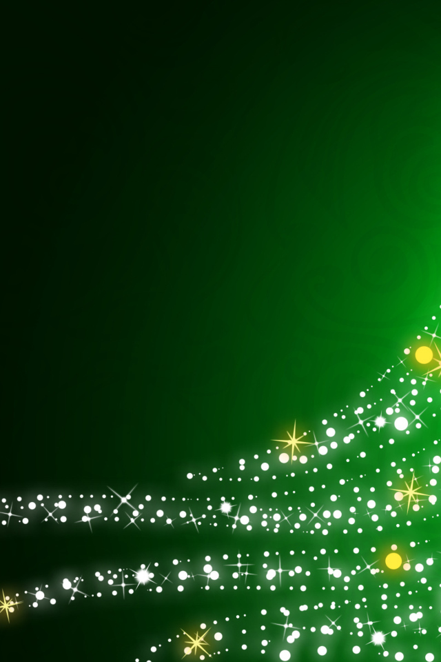 Мерцающая ёлка на рождество, зелёный фон