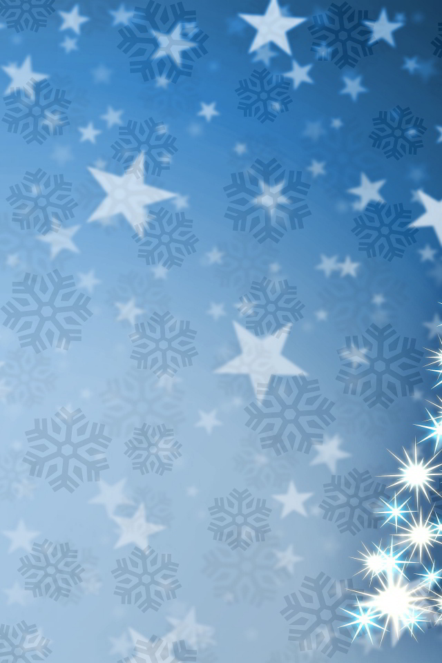 Звёзды в форме ёлки на фоне снежинок на рождество