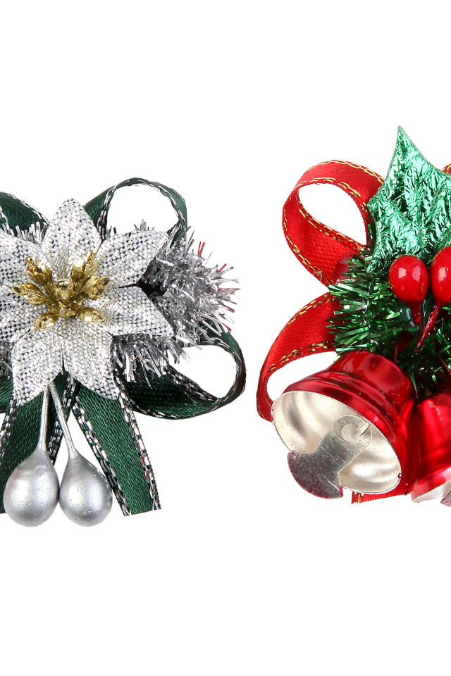 Разные декорации на белом фоне на рождество