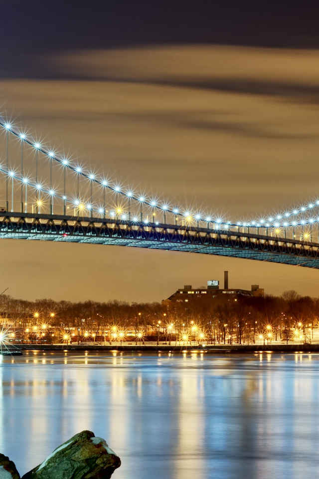 США Нью Йорк мост с огнями