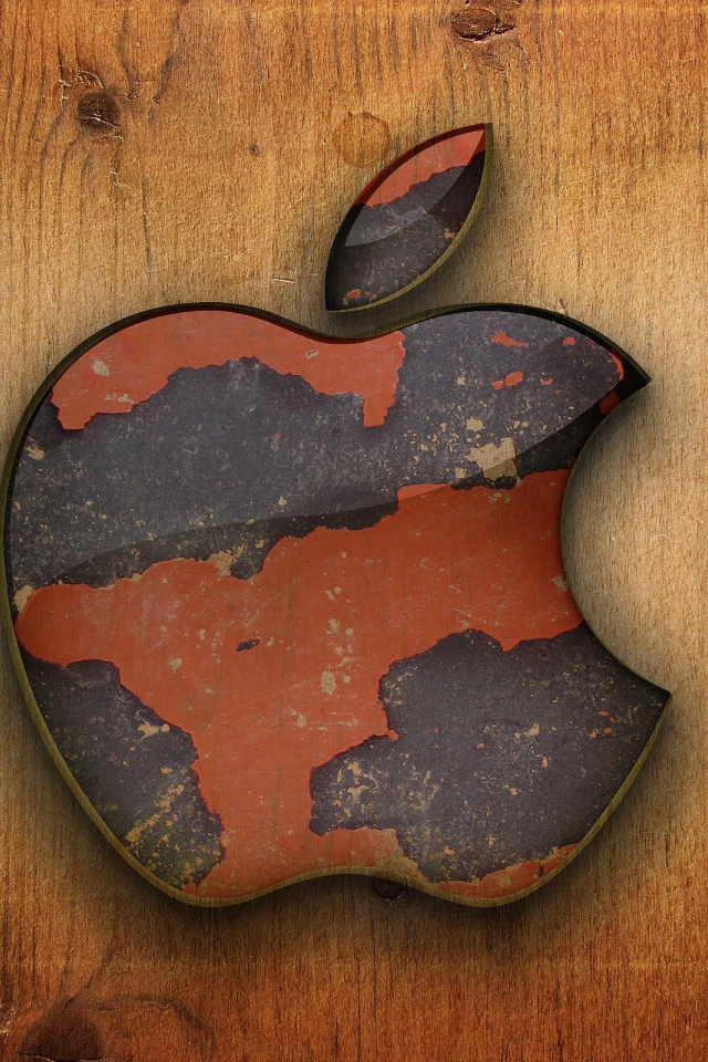 Apple на деревянном фоне