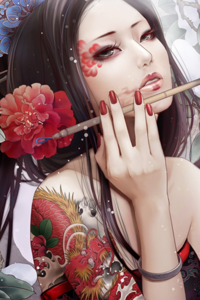 Рисунок девушки в Японском стиле