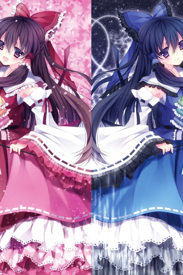 Девочки в розовом и синем платье