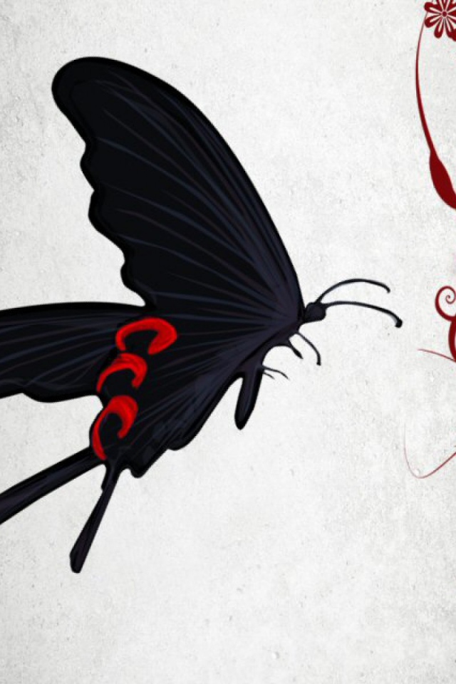 Абстракция с черной бабочкой