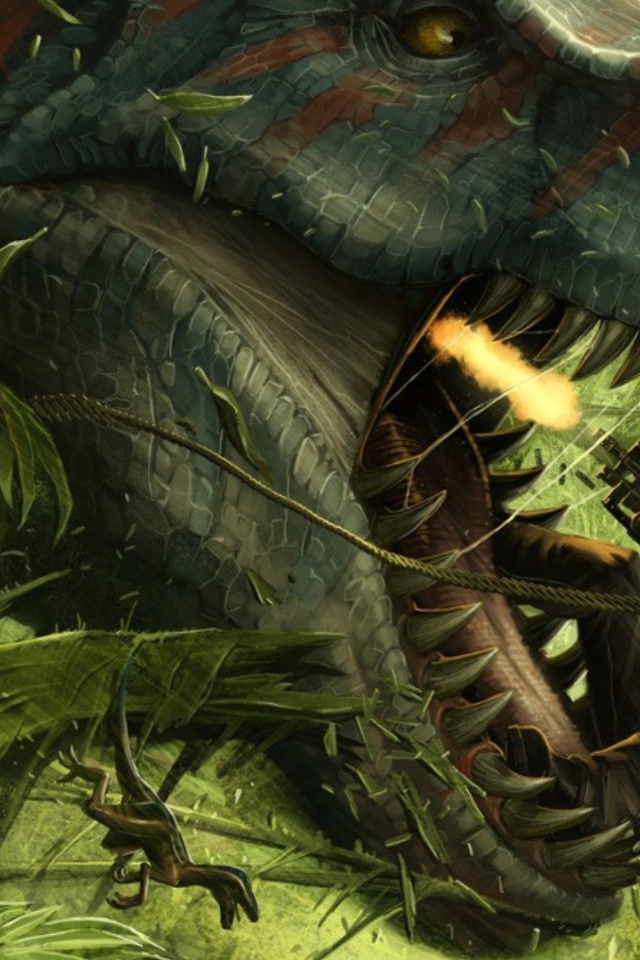 Киборг убивает динозавра