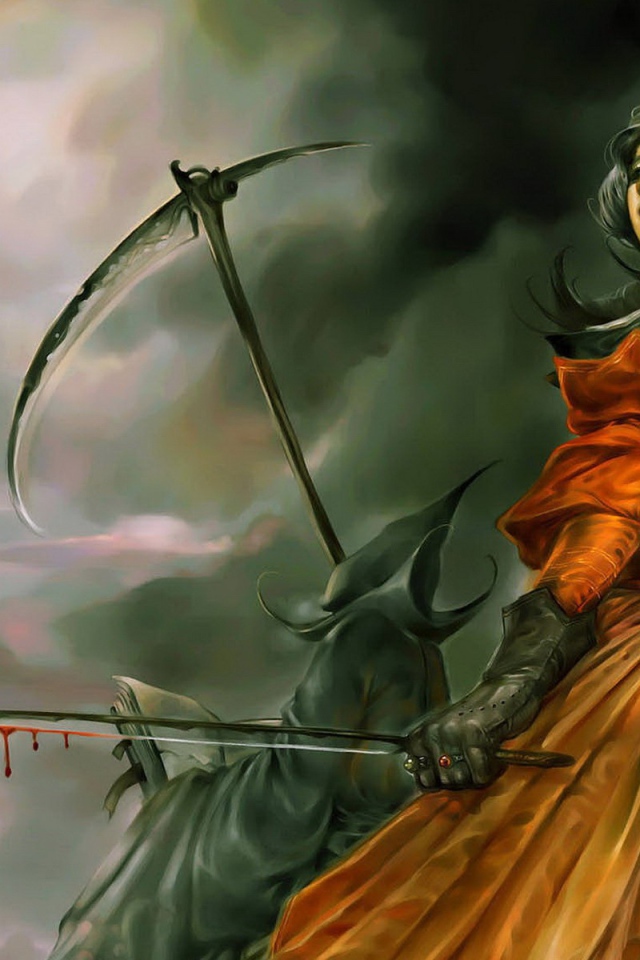 Смерть с косой и девушка со скрипкой