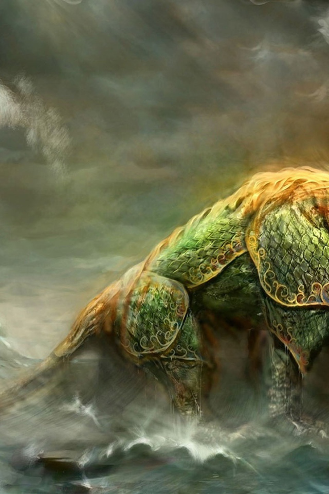 Фантазия Чудовище выходит из воды