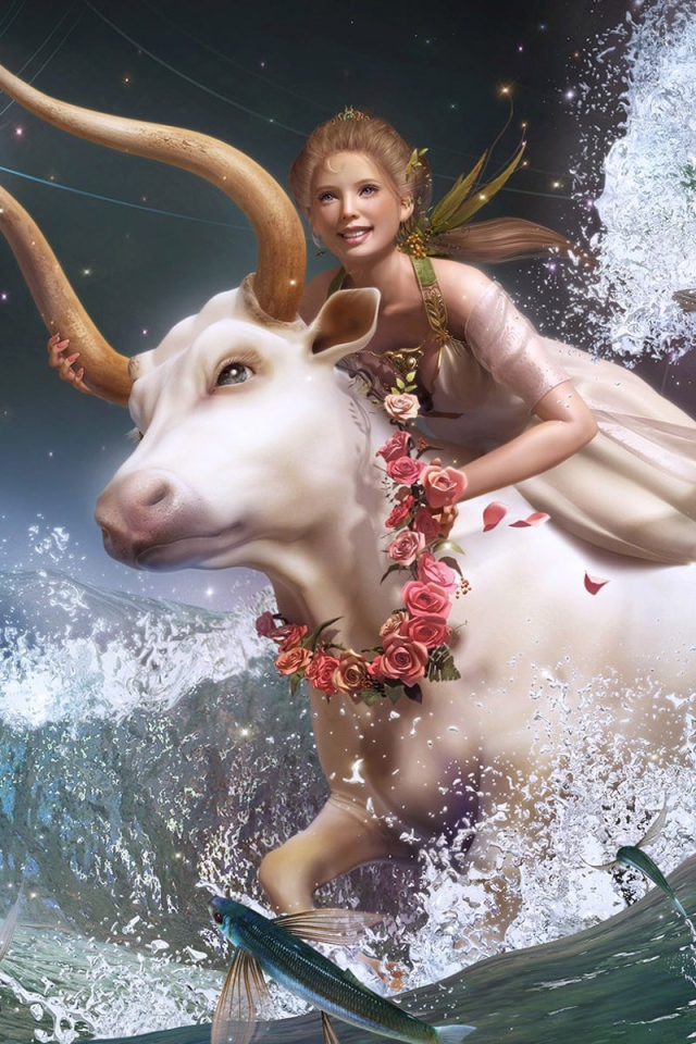 Девушка на белой корове