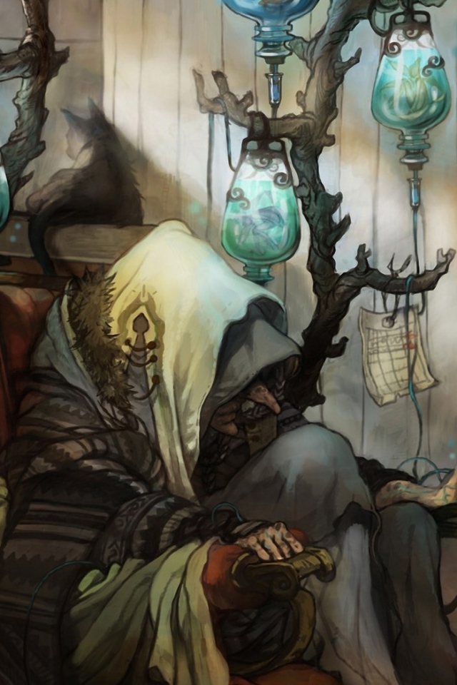 Колдунья сидит на стуле