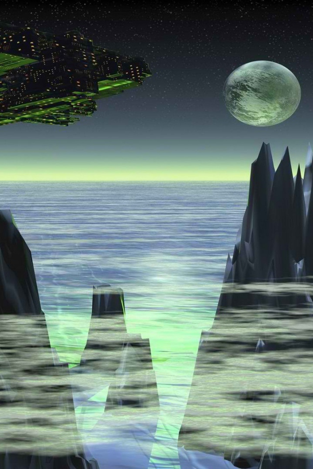 Космический корабль над планетой